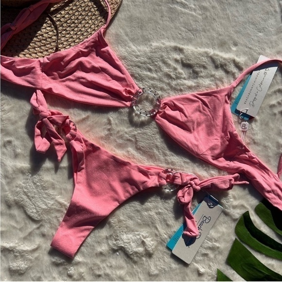 Beach Bunny Pink Glitter Front Ring Bikini Set - Picture 4 of 11